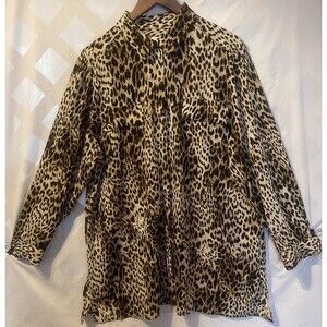 New CHICO'S Leopard Print Over Size Flowy Tunic Gold Accents 3 XL Boho
